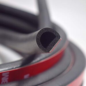 Seal Strip Automotive Universal Self Adhesive D-Shape Door Seal 0.47" Height X 0.55" Width Car Truck Door Window EPDM Rubber Weather Stripping Hollow Black Soundproof Noise Insulation (39.4 Feet