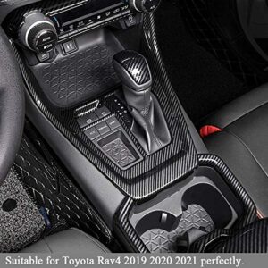 Matte Carbon Fiber Pattern, Gear Bomely Fit Rav4 Gear Shift Panel Cover Trim Center Console Frame Cover for Toyota Rav4 2019 2020 Accessories 