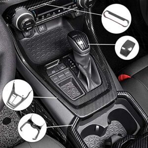 MOFANS Gear Shift Panel Trim Center Console Cup Holder Panel Frame Cover Fit for Compatible with RAV4 2019 2020 2021 Matte Black 