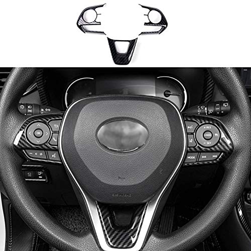 DEMILLO Carbon Fiber ABS Car Styling Auto Accessories Interior Decoration Steering Wheel Buttons Sequins Cover Trim for Toyota Corolla 2019 2020 2021 Toyota RAV4 2019 2020 2021 Red 