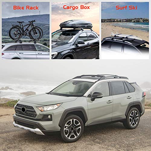 TUNTROL Aluminum Roof Rack Cross Bars Compatible with Toyota RAV4 2019 2020 2021 LE XLE XSE Limited Hybrid Rooftop Cargo Luggage Carrier 